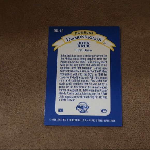 John Kruk DK-12 Baseball Card - Picture 2 of 2